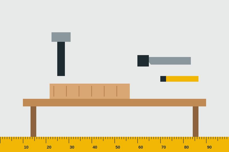 Illustration of carpenter workbench with tools and timber – carpenter in Dwarka, New Delhi