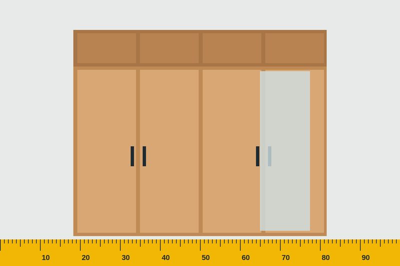 Illustration of a floor-to-ceiling custom wardrobe with loft – wardrobe in Dwarka, New Delhi